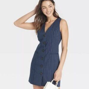 ✨ A New Day Tailored Sleeveless Mini Vest Dress Navy Pinstripe XXL ✨